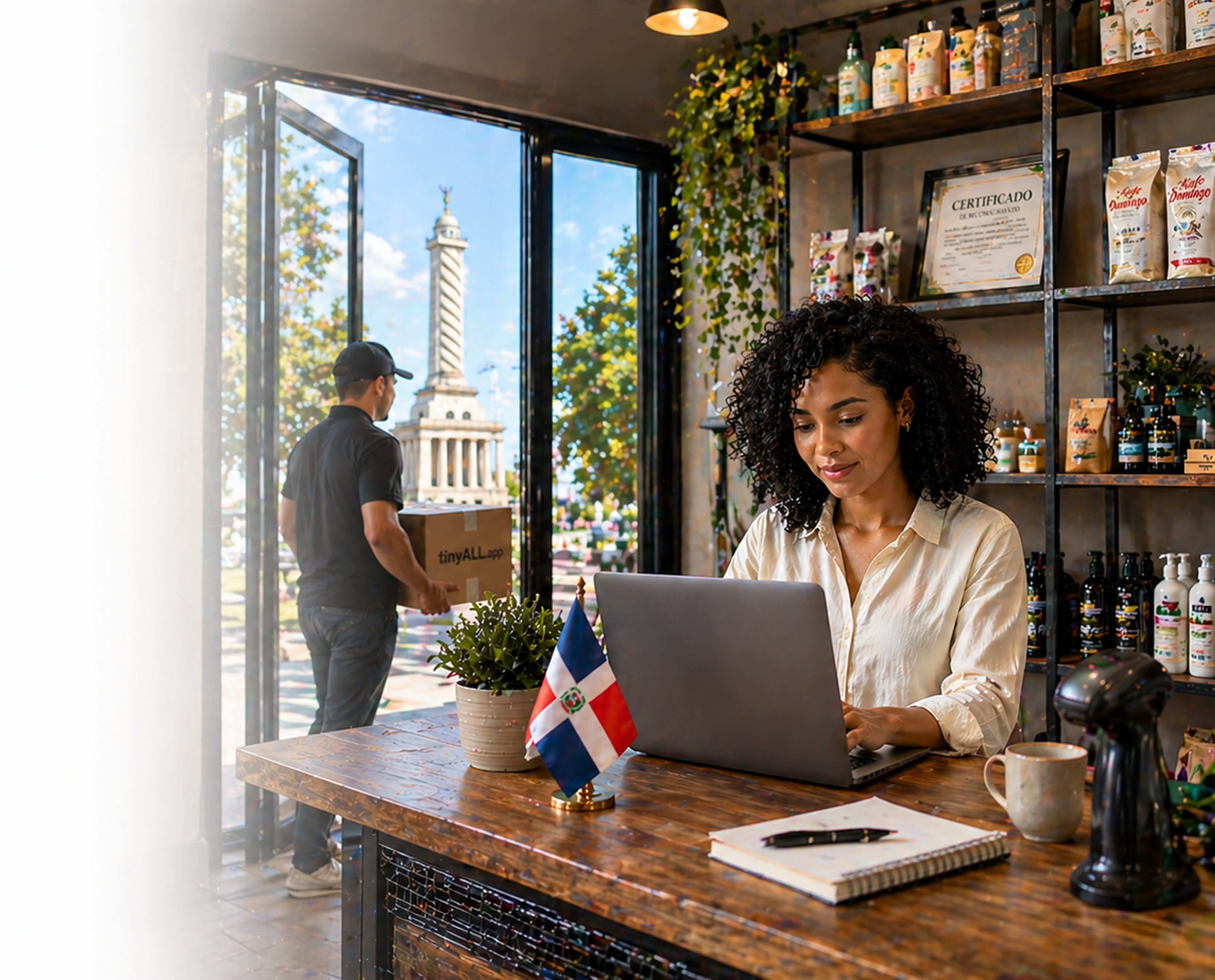 TinyAll Dominican business owner managing online orders